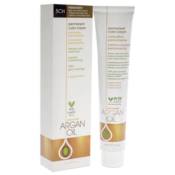 Argan Oil Permanent Color Cream - 5CH Light Chocolate Brown by One n Only 3 oz - Picture 3 of 4